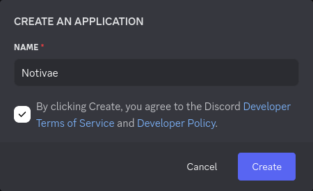 Discord Create Application